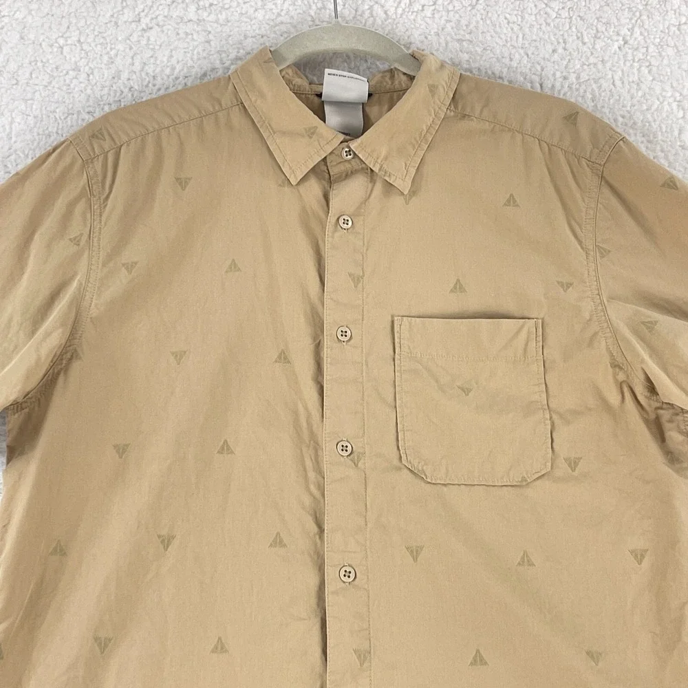 The North Face Brown Baytrail Pattern Button-Up‎ Shirt Mens Short Sleeve Size L